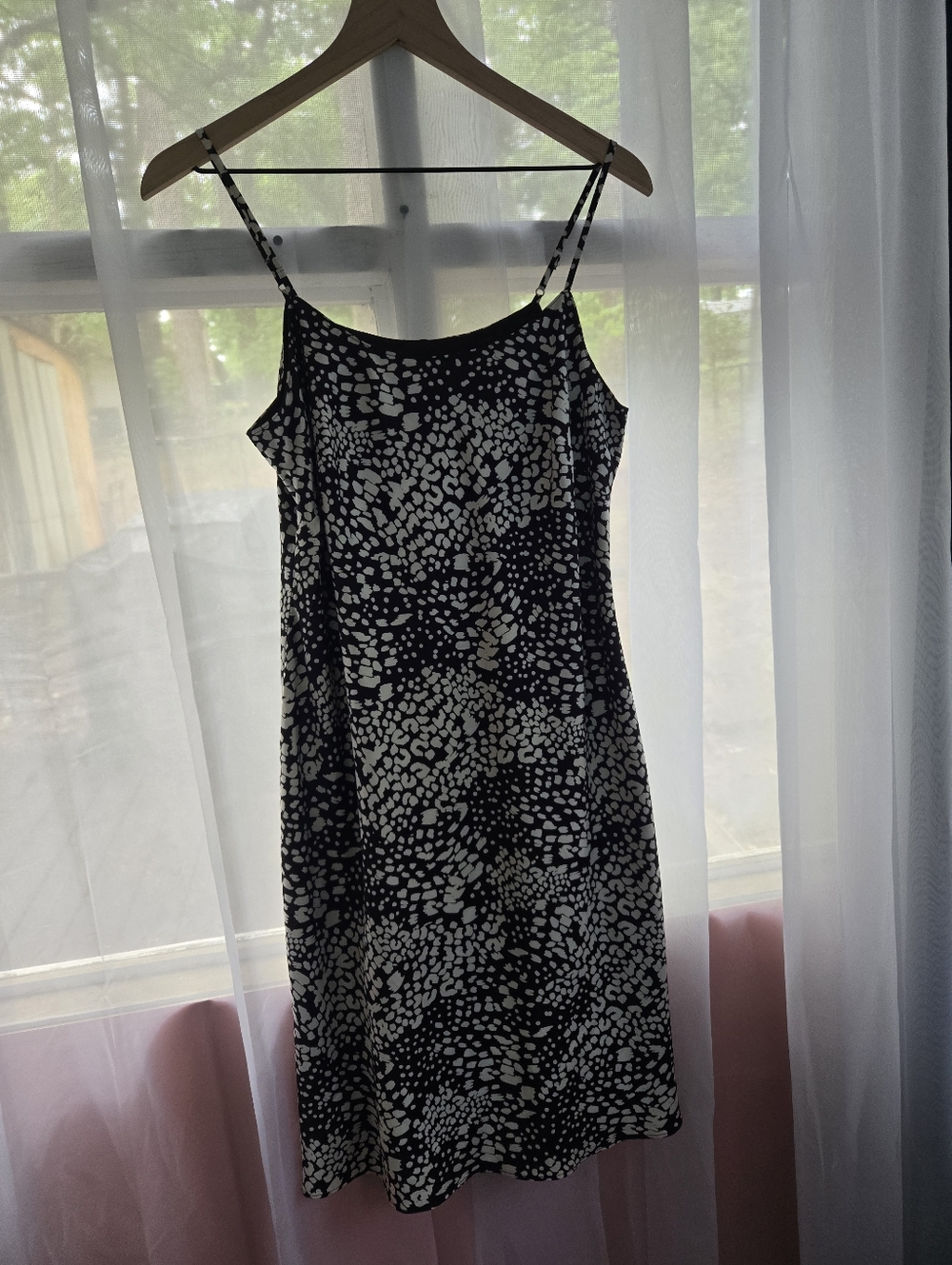 Calvin Klein Black and White Spotted Slip Dress